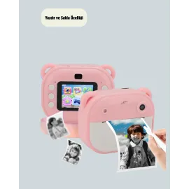 Çocuklar İçin Şipşak Yazıcı Kamera 24MP HD Çift Lensli Termal Baskılı