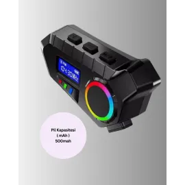 Suya Dayanıklı Bluetooth  İnterkom 5.4 Hoparlör 500Mah Batarya Ve Fm Radyo Özellikli