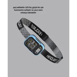 Type C Şarjlı Led Kafa Lambası Güç Göstergeli 53 Modlu