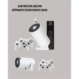 Portatif 4K Projeksiyon – 4.000 Uygulama, Kablosuz Yansıtma ve Bluetooth 5.0