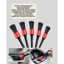 5'li Araba Temizlik Fırçaları-Farklı Boyutlu Fırçalarla Derinlemesine Temizlik