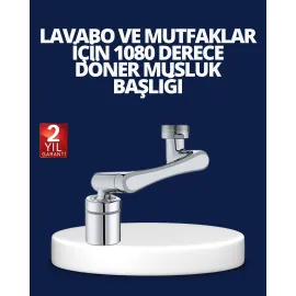 Esnek 1080° Musluk Başlığı 3 Eklemli Hareketli Su Modlu Lavabo Aparatı