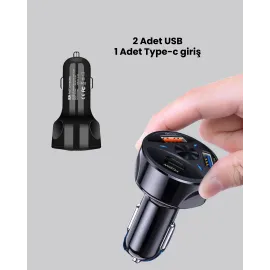 55W Hızlı Araç Şarj Cihazı Quick Charge 3.0 ve PD Destekli
