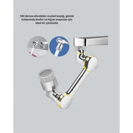 Esnek 1080° Musluk Başlığı 3 Eklemli Hareketli Su Modlu Lavabo Aparatı