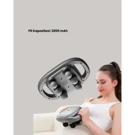 2000 mAh Şarjlı Masaj Tabancası 6 Başlık Ayarlı Güçlü Masaj Cihazı