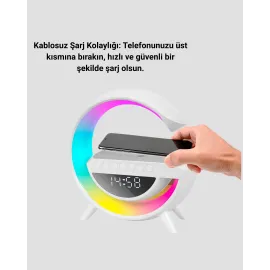 13 Renk Seçenekli Kablosuz Şarj Cihazlı LED Lamba