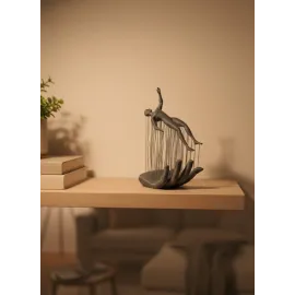 El İnsan Figürü Gri Modern Sanatsal Tasarım Salon ve Raf Dekorasyonu İçin Özel Biblo