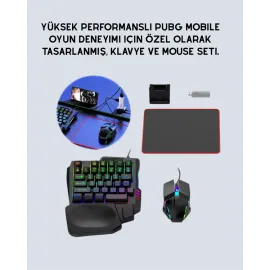 Mobil Uyumlu Klavye Mouse Seti – PUBG ve FPS Oyunları İçin 5'i 1 Arada Oyun Kiti