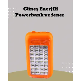 Güneş Paneli Destekli Powerbank ve LED Işıldak – 10000 mAh, Çift USB, Outdoor Kullanım İçin