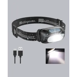 Şarjlı Led Kafa Feneri | 4 Modlu Akıllı Sensörlü Far | Su Geçirmez Ipx5 Kamp Ve Balıkçı Lambası