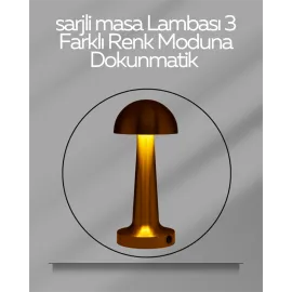 Usb Şarjlı Dokunmatik Led Masa Lambası – 3 Renk Modu & Dimmer