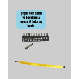 12’Li Akrobat Bits Vidalama Seti Esnek Uç Çok Yönlü Kullanım