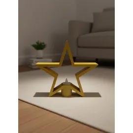 Sarı Yıldız Mumluk Modern Salon ve Raf Dekoru