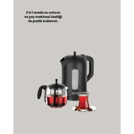 0,9 L Cam Demlik Ve 1,7 L Su Haznesi Ile Çay Keyfi