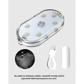 Manyetik Araba İçi Ambiyans Led Işık Seti – Kolay Montajlı Ve Kablolara Gerek Yok