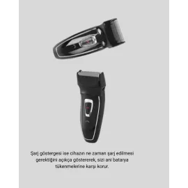 Şarjlı Kablosuz Tıraş Makinesi Çift Başlık Kuru Tıraş Ergonomik Taşınabilir