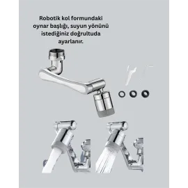 1080° Dönebilen Musluk Başlığı 2 Su Modlu Ayarlanabilir Esnek Tasarım