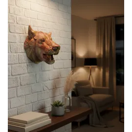 Gold Kurt Duvar Aksesuarı Asılabilir 3D Dekoratif Heykel 25X19 Cm