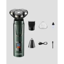 3D Akıllı Kesim Teknolojili Şarjlı Tıraş Seti – 3 Başlıklı, Paslanmaz Çelik Bıçaklı