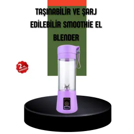 Taşınabilir Usb Şarjlı Mini Smoothie Blender 380Ml Çelik Bıçaklı Portatif