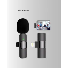 Iphone Uyumlu Çift Mikrofonlu Kablosuz Yaka Seti Profesyonel Ses