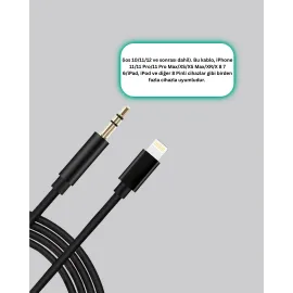 1 Metre Lightning to Aux Çevirici Kablo Stereo Ses Yüksek Kalite