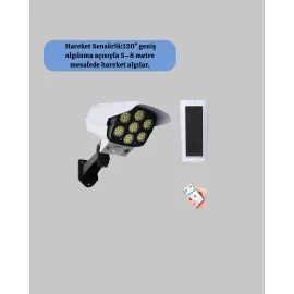 Kamera Görünümlü Solar Led Lamba Hareket Sensörlü Uzaktan Kumandalı Bahçe Duvar Aydınlatması