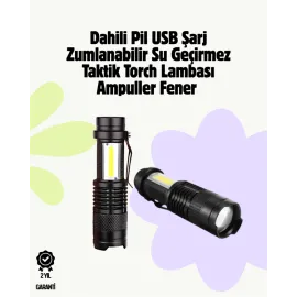 2000 Lümen Led El Feneri - Suya Dayanıklı, Odaklı, Klipsli