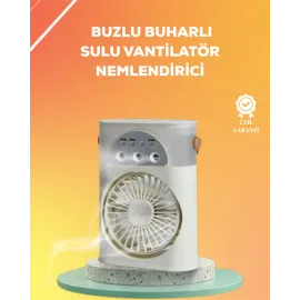 Mini Klima Fan | USB'li, 7 Renk Gece Işığı, 3'ü 1 Arada Fonksiyon