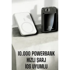 22.5W Magsafe Kablosuz Şarjlı Powerbank Dijital Ekran ve Hızlı Şarj