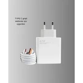 67W Süper Hızlı Şarj Adaptörü ve Kablo Seti – Güvenli, Kompakt ve Ergonomik Tasarım
