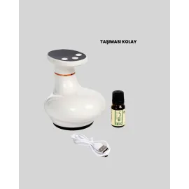 USB Şarjlı 3 Fonksiyonlu Masaj Aleti Kupa Terapisi ve Gua Sha