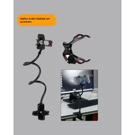 Esnek Gövdeli Mandallı Masaüstü Telefon Tutucu