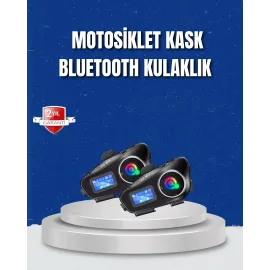 LCD Ekranlı Bluetooth Kask Kulaklığı FM Radyo ve SD Kart Girişli