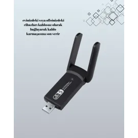 Tak-Çalıştır Özellikli Çift Bant Wifi Adaptör – 1200 Mbps