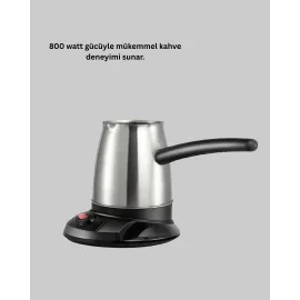 Paslanmaz Çelik Elektrikli Cezve 800W 6 Fincan Kapasiteli