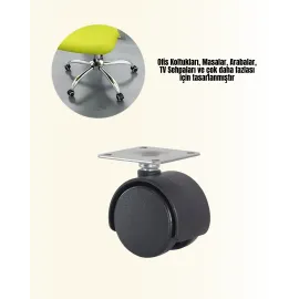 Halı ve Beton Uyumlu Kilitsiz Mobilya Tekerleği 4’lü