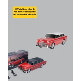 Vintage Tasarımlı Led Işıklı Bluetooth Hoparlör 10W