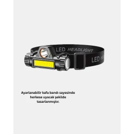 Profesyonel Şarjlı LED Kafa Lambası – Uzun Mesafe + Ortam Aydınlatması