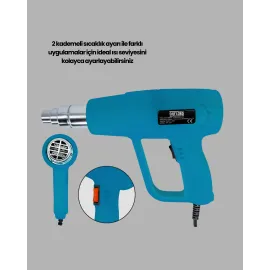 2000W Profesyonel 2 Kademeli Isı Tabancası Sıcak Hava Üfleme