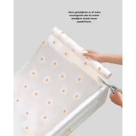 10 Metre Papatya Desenli Dolap İçi Kaymaz Koruyucu Mat