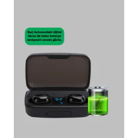 Dokunmatik Kontrollü Abs Malzemeli Bluetooth Kulaklık + Yüksek Kapasiteli Kutu