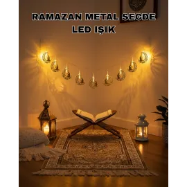 Ay Ve Secde Tasarımlı Sıcak Beyaz Led Ramazan Işığı