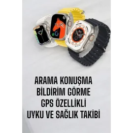 45 Mm Gri Kasa Ultra Akıllı Saat Sesli Görüşme, Sağlık Takibi, Suya Dayanıklı