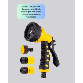 8 Fonksiyonlu Bahçe Sulama Tabancası Seti Çok Amaçlı Hortum Ucu