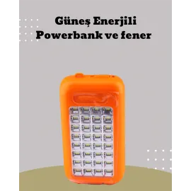 Güneş Paneli Destekli Powerbank ve LED Işıldak – 10000 mAh, Çift USB, Outdoor Kullanım İçin