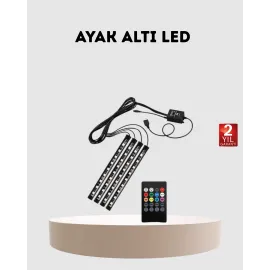Rgb Araç İçi Led Aydınlatma 12V 48 Led Müzik Kontrollü 4 Şerit Set