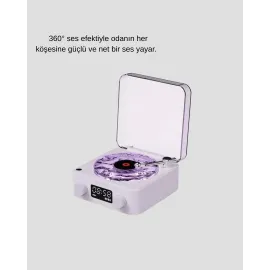 Retro Pikap Hoparlör Bluetooth AUX USB Type-C Projektörlü 360° Sesli Taşınabilir