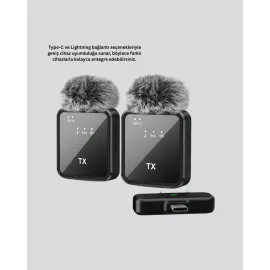 Vlog Podcast ve Röportajlar İçin Kablosuz Çift Yaka Mikrofon