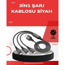 Dayanıklı Metal Başlıklı 3’ü 1 Arada Şarj Kablosu – Tüm Cihazlarla Uyumlu